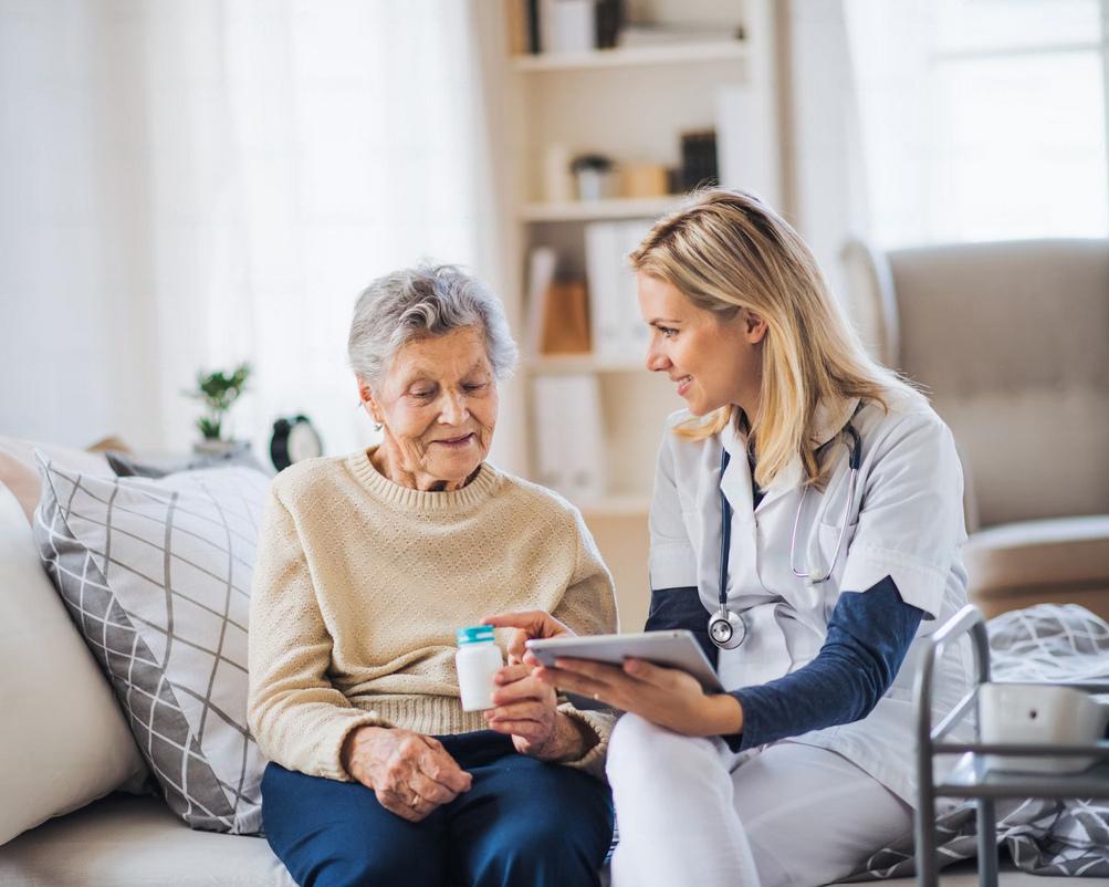 Personne malade avec couverture lestée offerte 